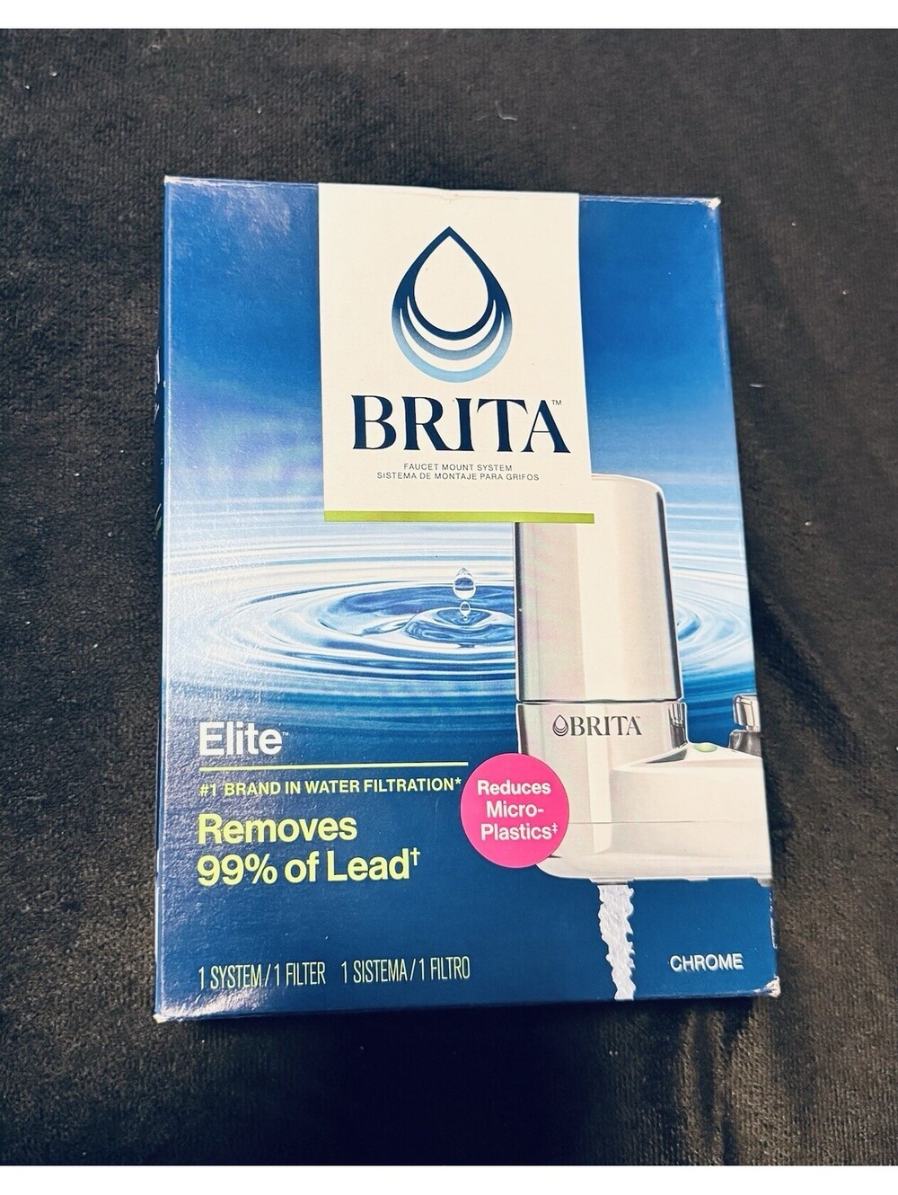 BRITA Elite Faucet Mount Filtration System Water Purification Chrome NEW
